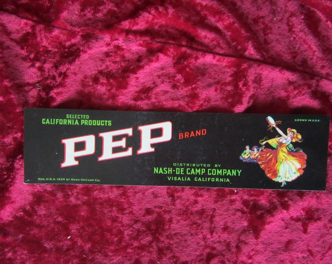 Pep Vintage Fruit Crate Label Visalia
