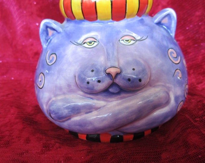 Purple Cat Jeanie Bottle Pottery Vase C M Redwine