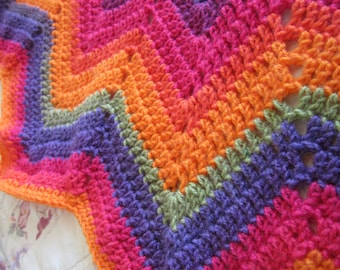 12 Point Star Baby Blanket Lap Throw Orange Purple Crochet Afghan Mandala Gnome Variation FREE SHIPPING