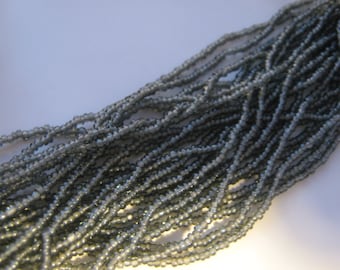 Charlotte Cut 13/0 Transparent Grey "Black Diamond" 12 strand hank Czech Seed Beads Vintage