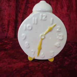 Vintage Pottery Clock Face Wall Pocket Planter