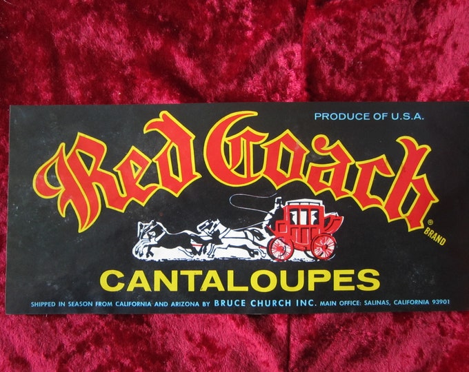 Red Coach Cantaloupes Vintage Fruit Crate Label