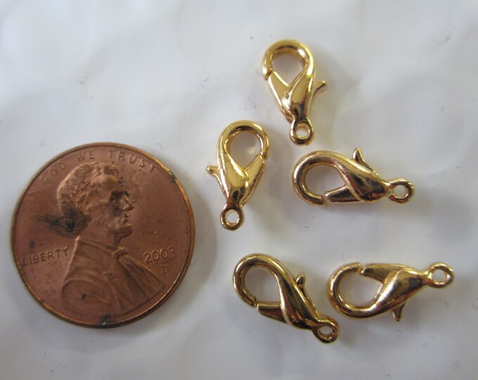 10 piece bag of Gold Plate Lobster Claw Clasps