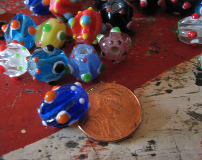 Glass Sputnik Melon Bead 5 piece lot Random Mix Colors