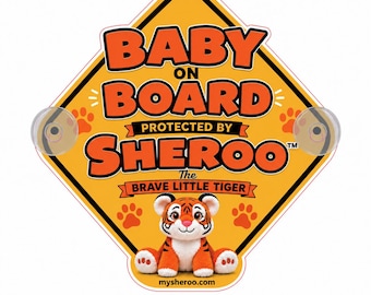 Sheroo Baby on Board-skylt 25 x 25 cm | Återanvändbar PP-plast