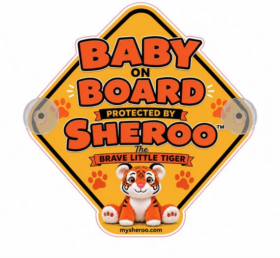 Sheroo Baby on Board Sign 10x10 Inch | Reusable PP Plastic