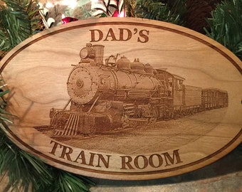 Personalized Gifts - Steam Trains Oval Sign | Railroad, Steam Engine, Wooden, Engraved