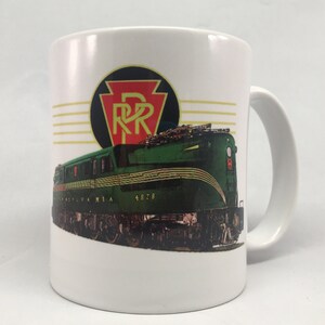 TRAIN COFFEE MUG Pennsylvania Railroad GG1 Green Locomotive image 3