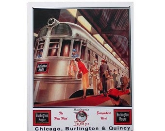 CBQ Train Sign | Chicago, Burlington Quincy  | California Zephyr |Railroad