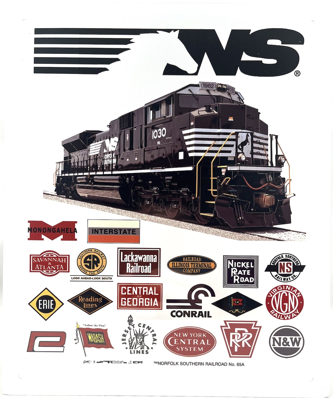 TRAIN SIGN | Norfolk Southern Aluminum Railroad Sign | Made in the