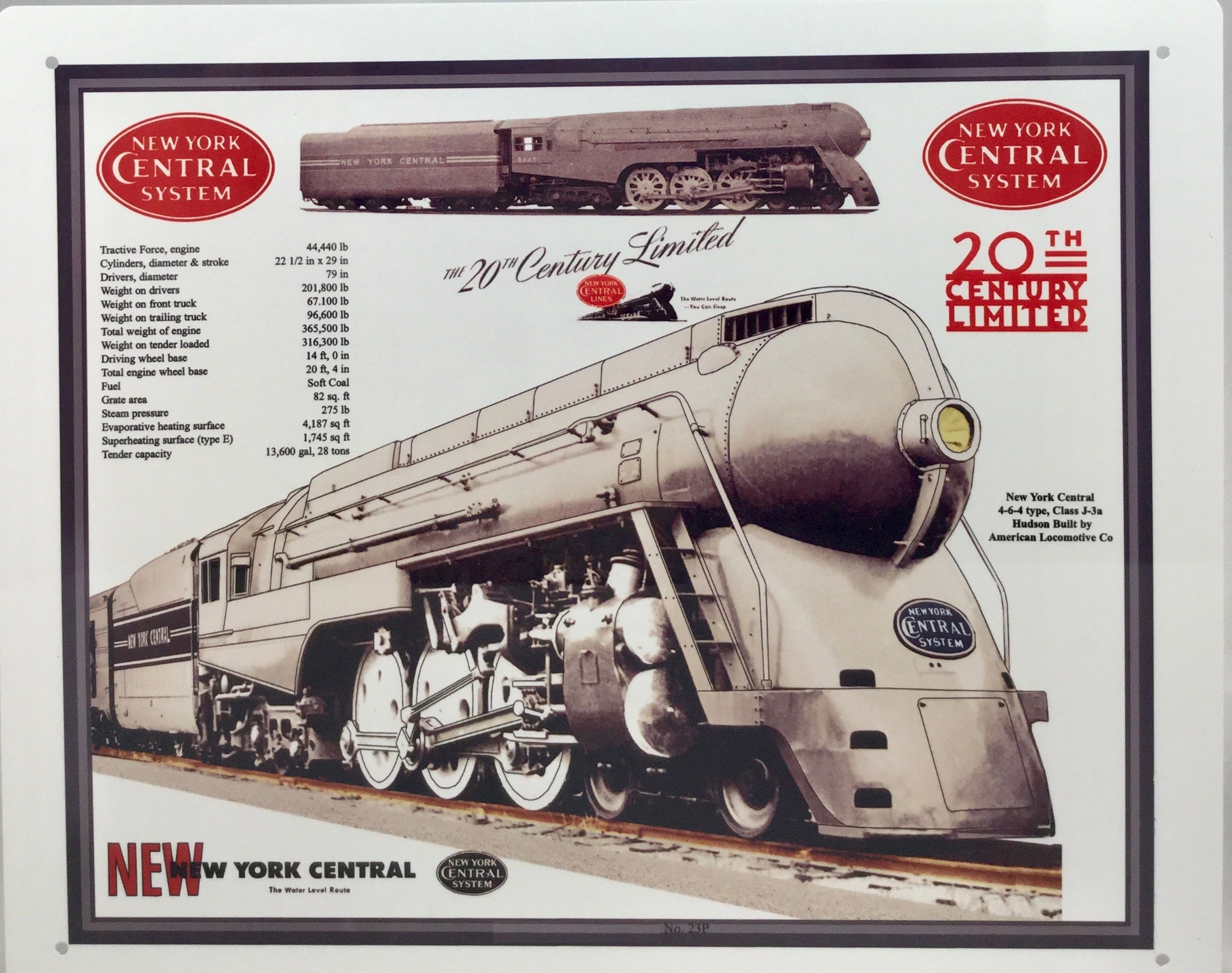 NEW YORK CENTRAL Railroad Sign | 20th Century Limited Hudson Train  display picture 1