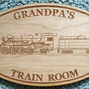 Personalized Sign Railroad & Trains Gifts for Dad, Grandpa | 6&quot;x10&quot; Oval