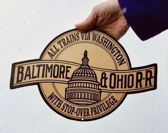 B&O Railroad Sign - Baltimore and Ohio Shaped Train Sign