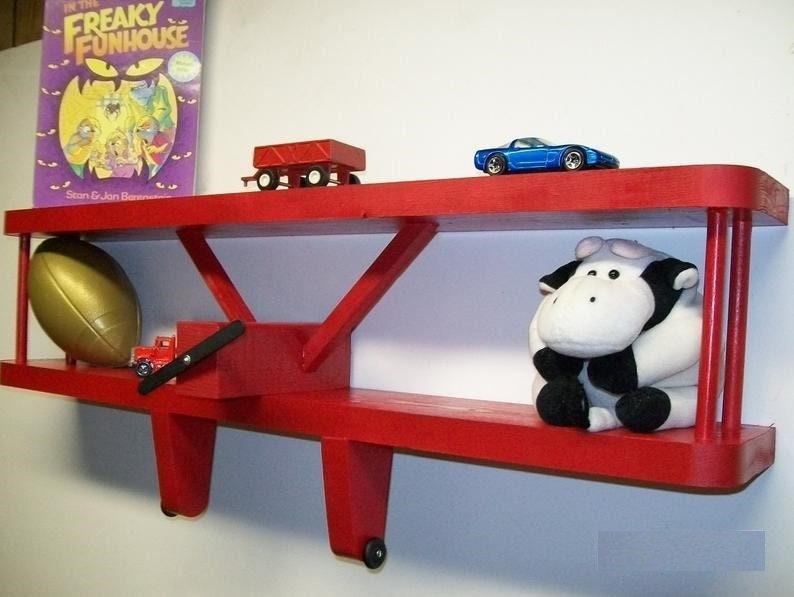 AIRPLANE SHELF for Kids, Bedroom Walls, Nursery, Baby Shower Gifts Choice of Colors Red