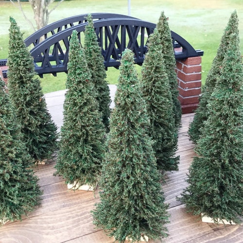 MINIATURE PINE TREES w/ BASES / 10 count 5" Tall / Doll House Crafts Fairy G MINIATURE PINE TREES w/ BASES / 10 count 5" Tall / Doll House Crafts Fairy G