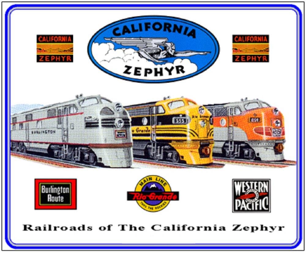 TRAIN SIGN - California Zephyr, Western Pacific, Burlington Route