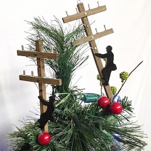 LINEMAN ORNAMENT | Power Pole w/ Optional Silhouette | Christmas Tree | Rear view mirror | Wreaths |Trim-A-Tree | Journeymen