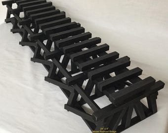 O Scale/Gauge Wooden Lowboy Trestle/Bridge | Works with Fastrack | 24"L