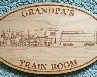 Personalized Train Room Sign | Dad & Grandpa Gifts