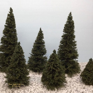 Miniature Realistic Trees (6 pk) - Crafts, Doll House, Scenery, Diorama & Model Railroad, Sizes 2 - 7 inch tall