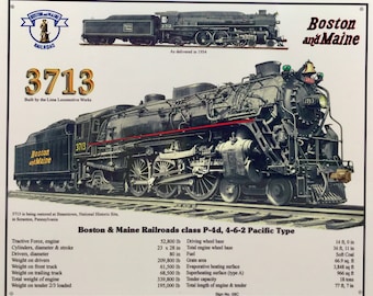 BOSTON & MAINE RAILROAD Sign | Locomotive Train Specs