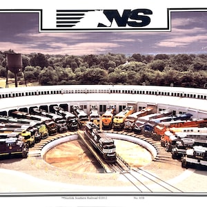 Norfolk Southern Railroad Turntable Trains Aluminum Railroad Sign | 12&quot;x10&quot;
