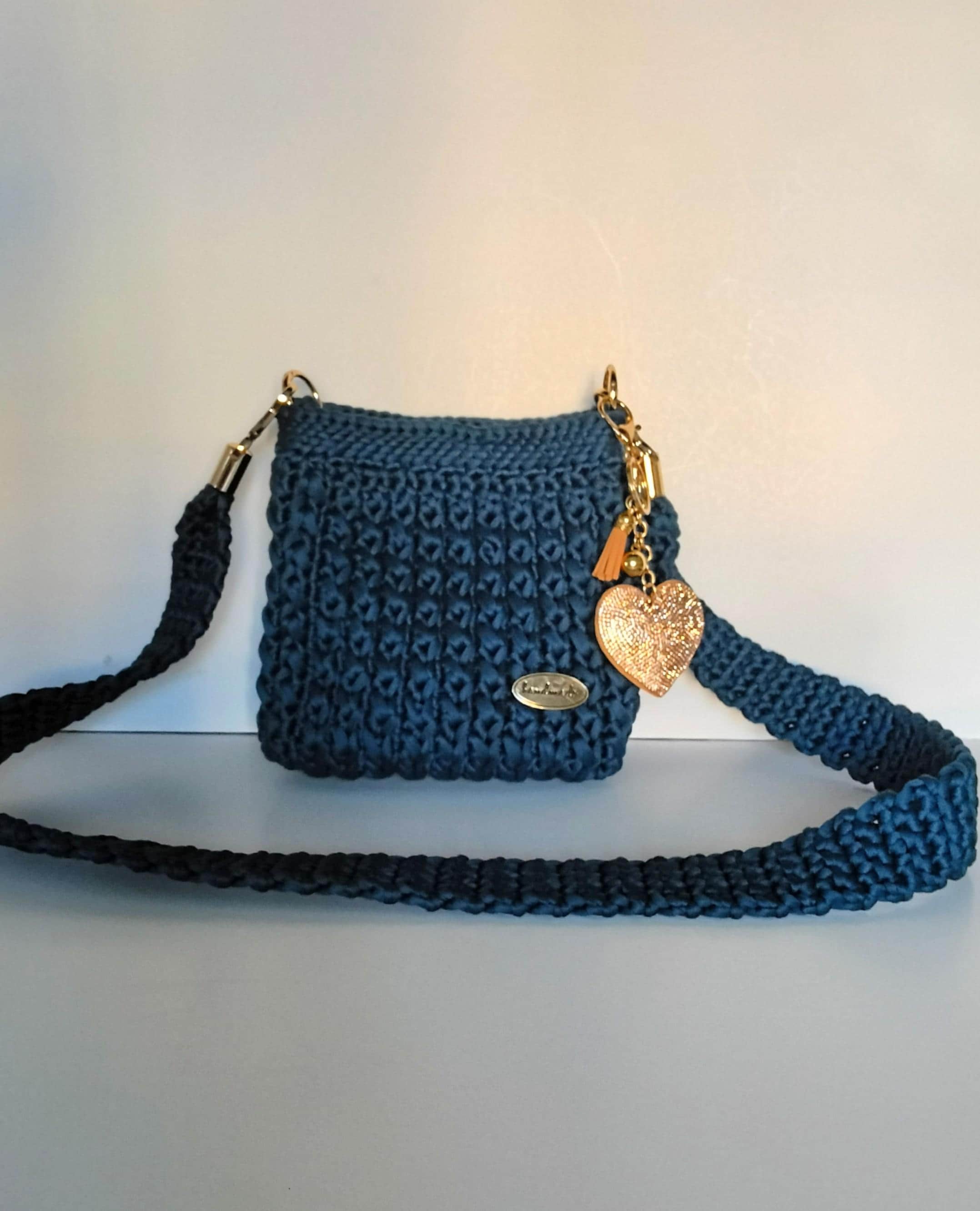Navy Blue Crochet Handbag - Etsy