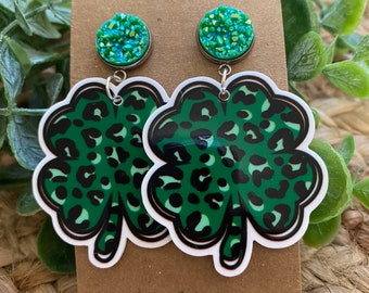 Boucles d'oreilles Teacher - Shamrock - Saint-Patrick - Trèfle à 4 feuilles