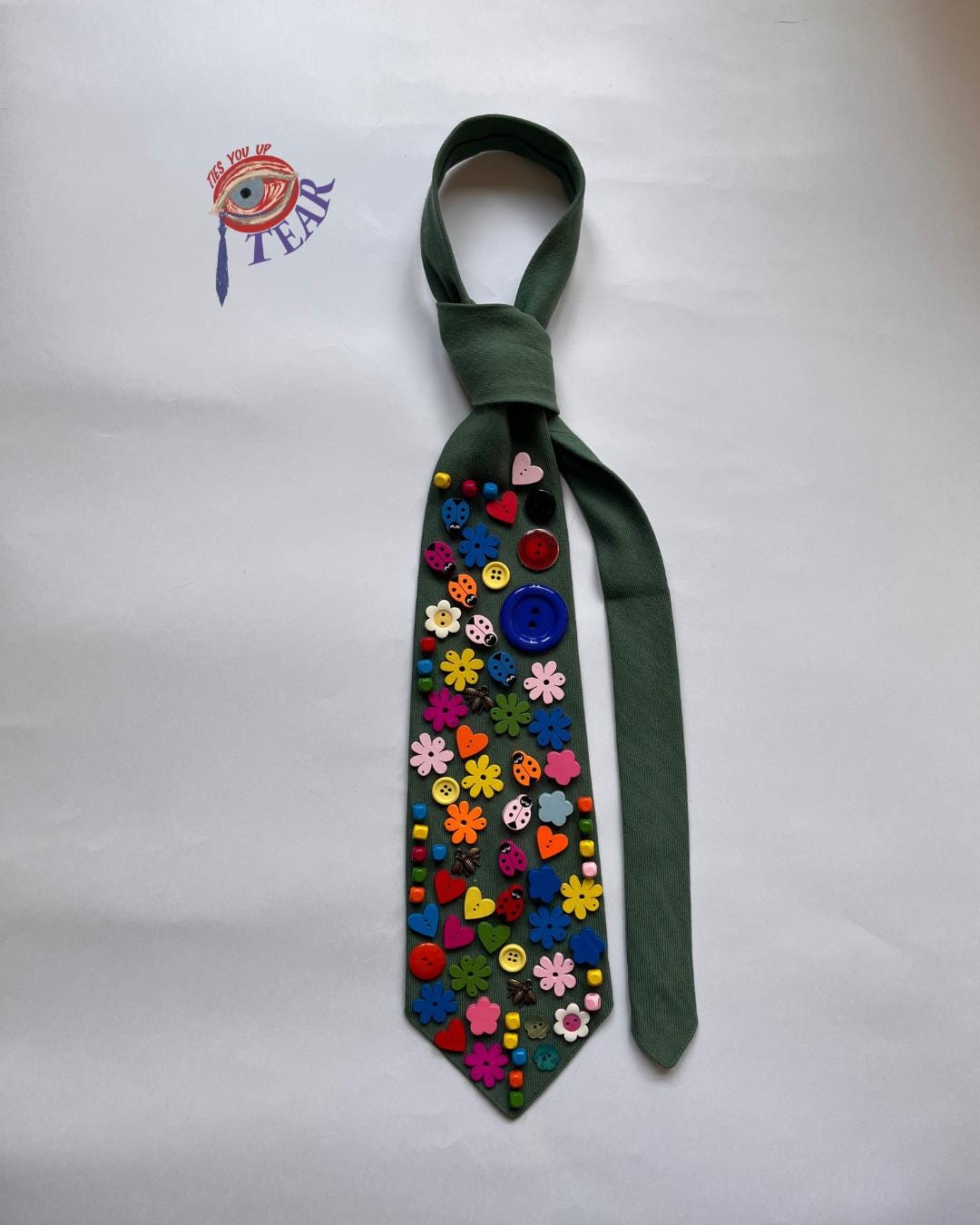 Handmade Floral Button Tie – Wearable Art Statement Necktie - Etsy