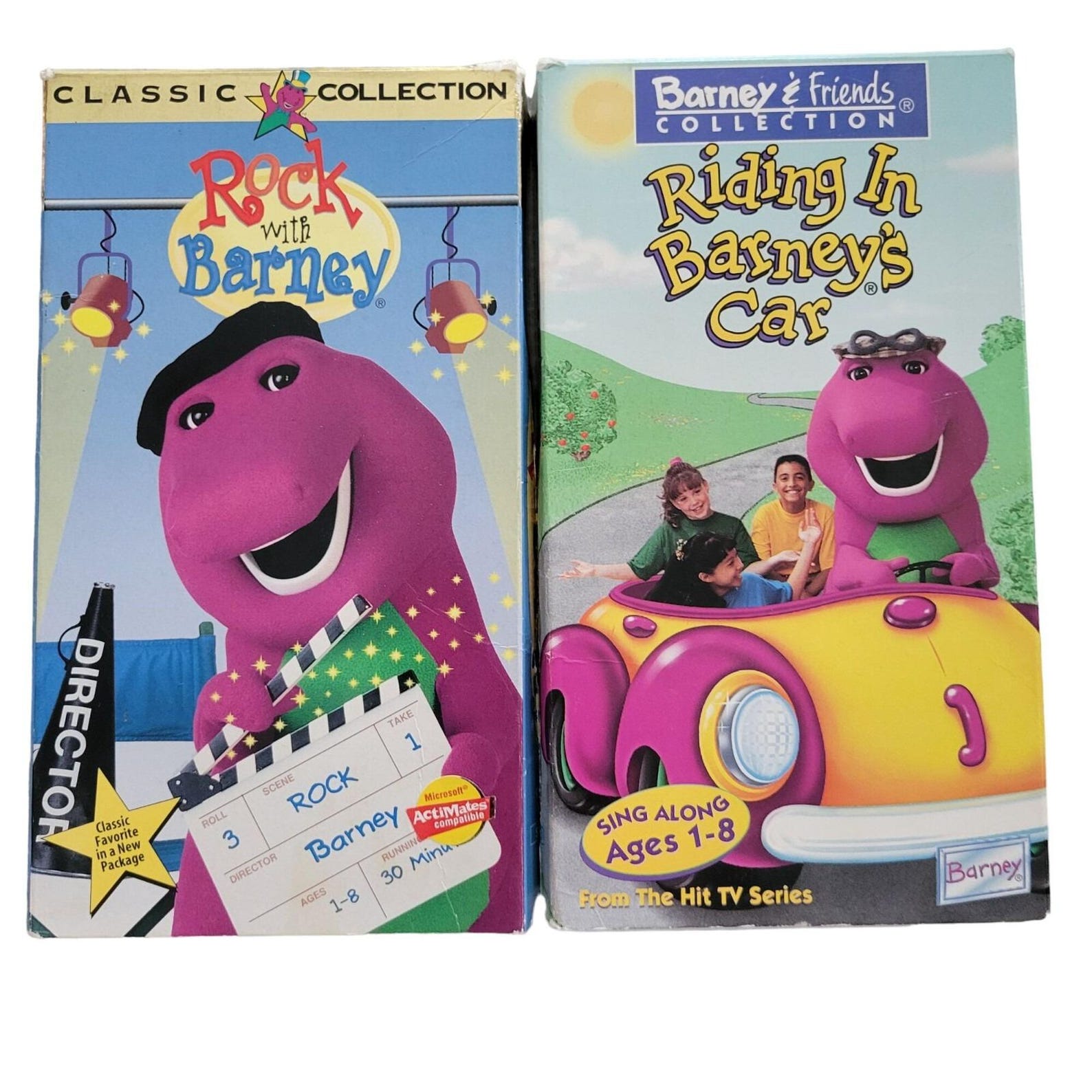 Vintage Barney VHS: Riding in Barney's Car & Rock With Barney (1995 ...