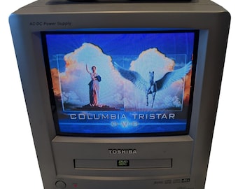 Toshiba MD9DM1R 9" CRT Tv DVD Combo Silver Retro Gaming Tested Remote Car Cord
