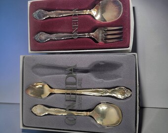 Oneida Affection Silverplate Flatware Set 4pc Spoons Fork Monogram A Vintage USA