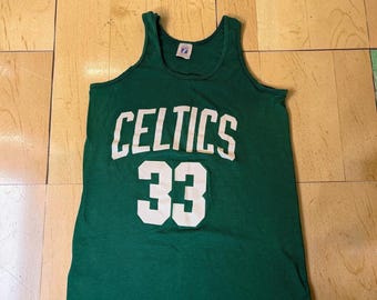 80s Logo 7 Boston Celtics Larry Bird 33 Tank Top Grün Jungen Medium Made in USA