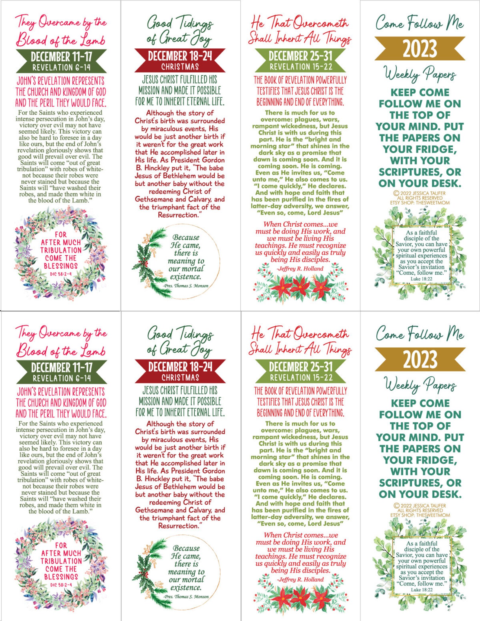 INSTANT DOWNLOAD 2023 Weekly Come Follow Me New Testament Etsy UK
