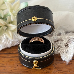 Antique Victorian 9ct Gold Baby Ring Ruby & Seed Pearl Christening Ring c1890 Child Size