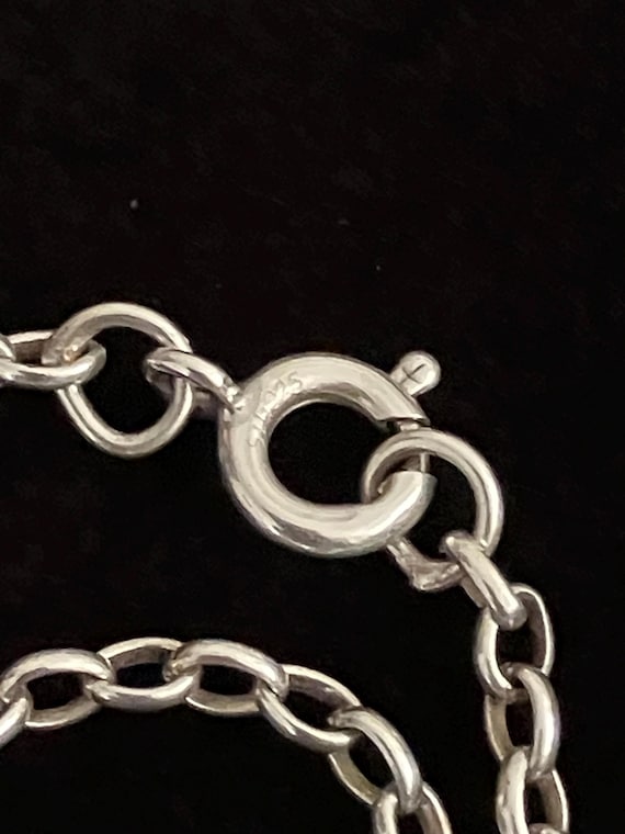 Antique Solid Silver Oval Locket Pendant Necklace… - image 4