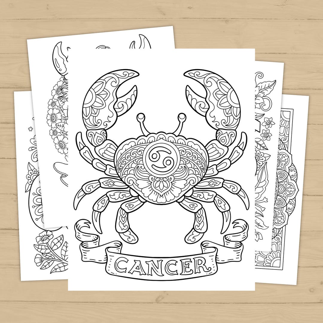 Cancer Zodiac Coloring Pages Printable | Astrology Coloring Book ...