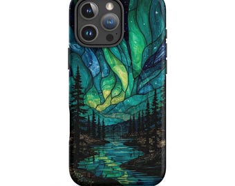 Funda MagSafe® resistente Aurora Borealis para iPhone® 14, 15, 16 y 17 / Protección de doble capa / Funda inspirada en la aurora boreal