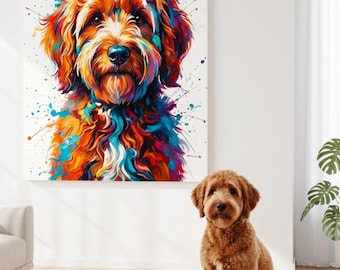 Colorful Custom Pet Canvas or Poster | Modern Abstract Portrait • Dog & Cat Wall Art • Free Proof Before Printing | Framed and Unframed
