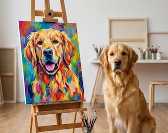 Personalized Abstract Pet Portrait | Bright Modern Canvas Art | Unique Gift for Dog & Cat Lovers | US