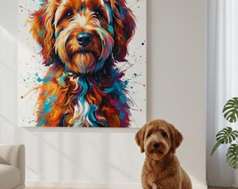 Colorful Custom Pet Canvas or Poster | Modern Abstract Portrait • Dog & Cat Wall Art • Free Proof Before Printing | Framed and Unframed | US