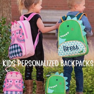 Monogrammed Kids Backpack , Personalized Toddler Backpack, Stephen Joseph Sidekicks Toddler Girls Boys 12 different designs