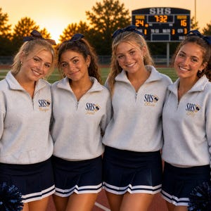 Cheer Quarter Zip Sweatshirt | Personalized Cheerleader Pullover | Custom Team Cheer Jacket | Cheer Mom Gift | Embroidered Cheer Spirit Wear