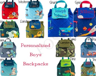 Monogrammed Stephen Joseph Quilted Backpack / Children and Toddler Backpack / Personalized / Choose from 42 Patterns / Boys and Girls