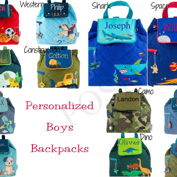 Monogrammed Stephen Joseph Quilted Backpack / Children and Toddler Backpack / Personalized / Choose from 42 Patterns / Boys and Girls