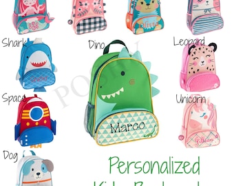 Monogrammed Kids Backpack , Personalized Toddler Backpack, Stephen Joseph Sidekicks Toddler Girls Boys 12 different designs