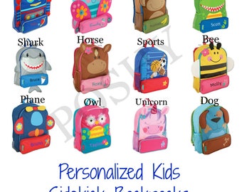 Personalized Backpack , Personalized Toddler Backpack, Stephen Joseph Sidekicks Toddler Girls Boys 12 different designs