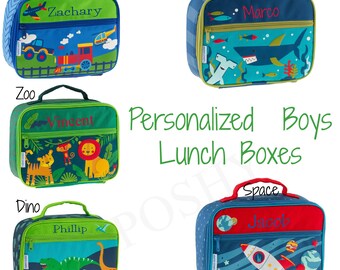 Personalised Pattern Kids Lunch Bag Any Name Children Boys School Snack Box 66 