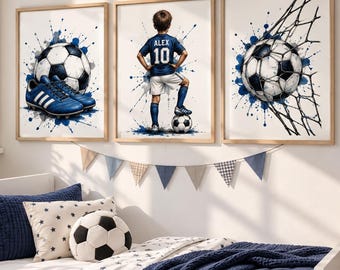 Personalized Soccer Wall Art Set, Custom Name & Number Prints (Digital Download)