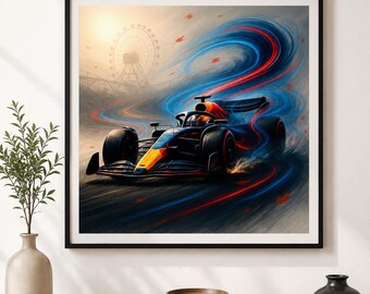 Formula Racing Car Art, Motorsport Speed Poster, Boys Room Decor (Digital Download)
